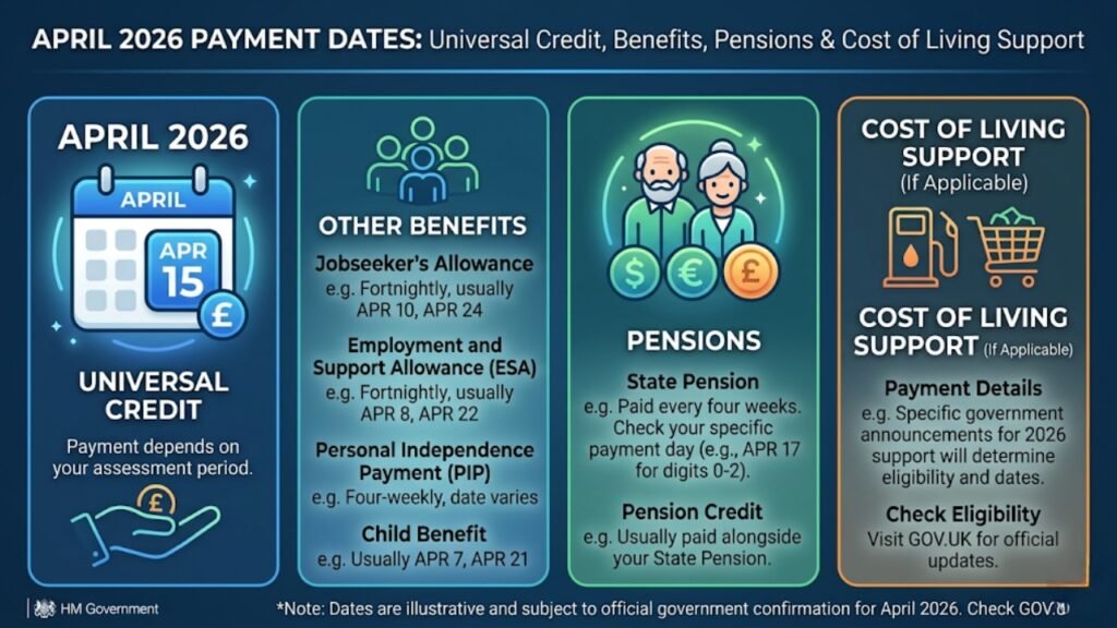 April 2026 Payment Dates: Universal Credit, Benefits, Pensions & Cost of Living Support